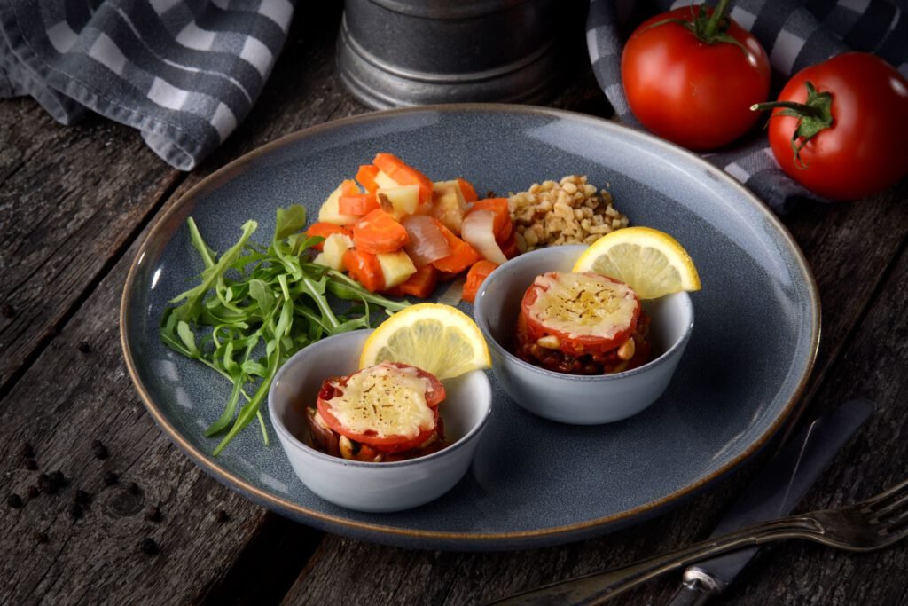 Gegrilde paprikataartjes met geitenkaas